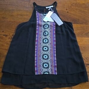 NWT Daniel Rainn Black Norberta Halter Neck Sleeveless Top Size XS